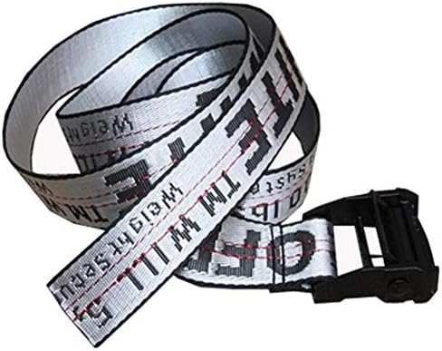 ow belt yellow letter off metal buckle decoration leisure canvas belt street fashion white belt men women