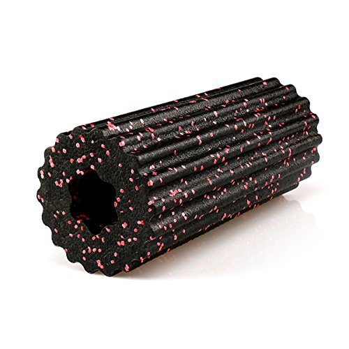 9horn High-Density Foam Roller Extra Firm With Ripples for Deep-Tissue Massage Red Speckled