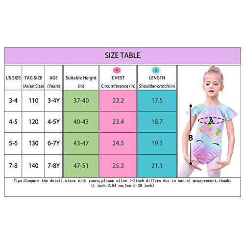 MHJY Girls Gymnastics Leotard Unicorn Ballet Dancewear One-Piece Activewear Bodysuit Athletic Leotards - Thumbnail 6