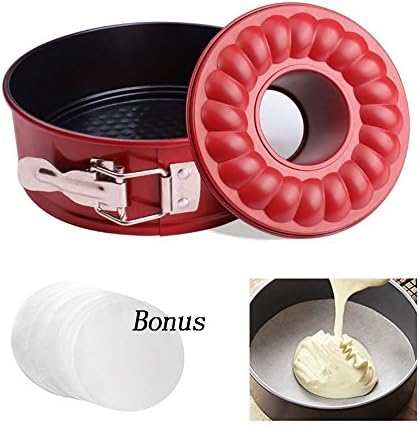 7 Inch Baking Bundt Pans Nonstick Springform Cheesecake Pan Leakproof Round Cake Pan with 2 Removable Bottoms