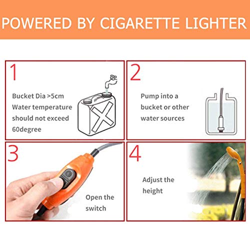 Draagbare Outdoor Camping Douche Kit, HugeAuto 12 V Auto Douches met Waterpomp, 5 Meter Kabel Sigarettenaansteker Plug… - Image 3