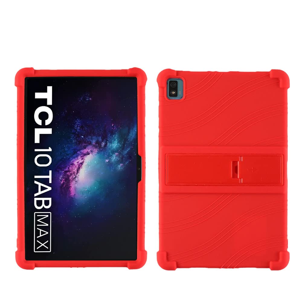 LEHEE Case for TCL 10 Tab Max 4G 10.36", Adjustable Soft Silicone Kids Friendly Protective Cover for TCL 10 Tab Max 4G (10.36"), Red