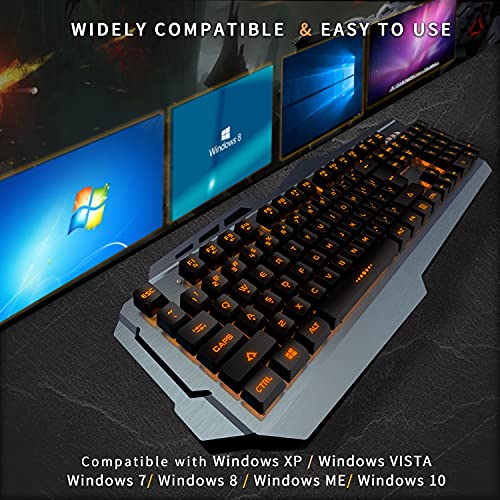 Wired Gaming Keyboard with LED Backlit Gaming Keyboard for PC/laptop/win7/win8/win10 (Black)