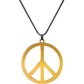 LPYO Love Peace Sign Necklaces for Women Men Alloy Vintage Retro Hippie Style Peace Sign Pendant Necklaces Handmade Adjustable Rope 60s or 70s Party Accessories Jewelry Gifts