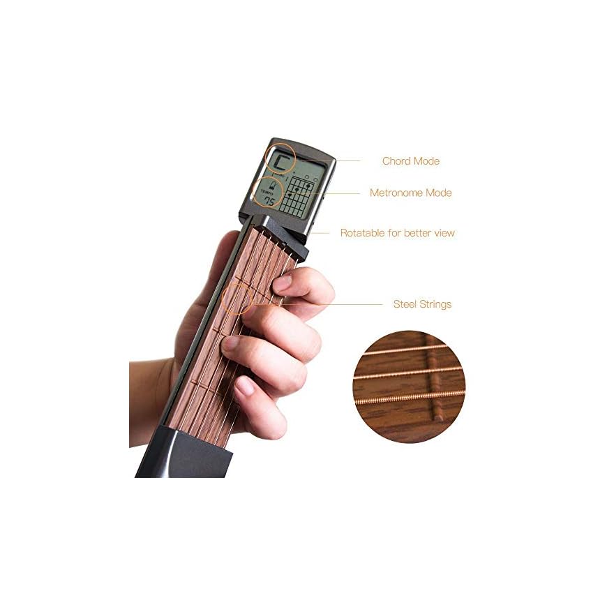 Hamkaw Upgraded Pocket Guitar Chord Trainer with Rotatable Screen, Low