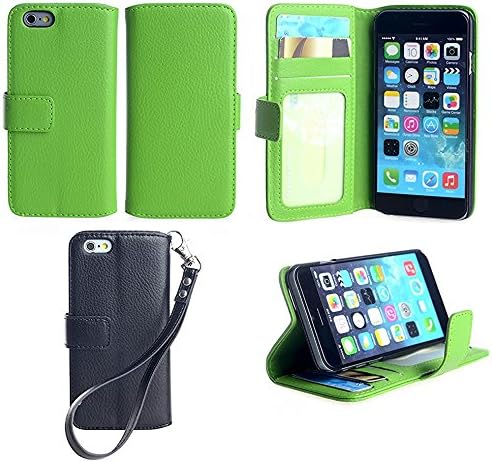 NOSWear (Slim Fit Series) iPhone 6 PU Folio (Wallet) Case - 3 Card Slot Wallet Case Slim and Compact Case (Green)
