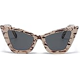 AOOLIA Retro Cat Eye Sunglasses Women Men High Pointed Winged Design y2k Polarized Lenses UV Protection for Driving Holiday (Beige)