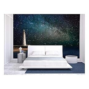 Lighthouse at Night - Removable Wall Mural | Self-Adhesive Large Wallpaper - 66x96 inches