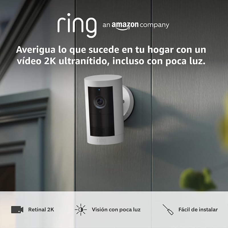 | Cámara exterior Plus con batería (Outdoor Camera Plus última generación) | Vídeo 2K de gran angular | Cámara inalámbrica exterior | Prueba gratuita de 30 días del plan de suscripción Ring