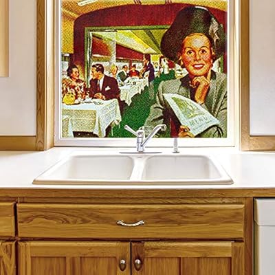 wall26 Window Film for Privacy Large Retro Decorative...