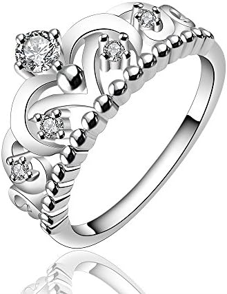 Fashion Jewelry Cubic Zirconia 925 Sterling Silver plated Princess Crown finger ring RI001(7)