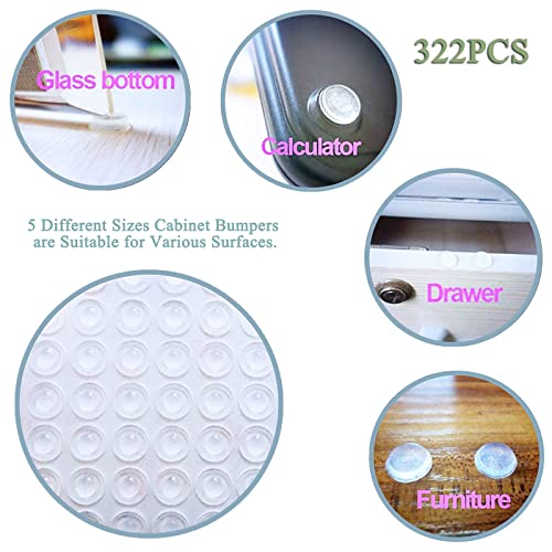 Door Bumpers, Clear Rubber Bumpers, Bumpers Self Adhesive for Kitchen Drawer Cupboard