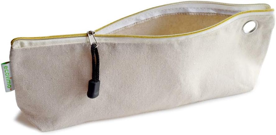 EcovimoTravel Case, Customizable, Reusable Straws Case, Chop Sticks Case, Utensils Pouch, Office Lunch Bag, Case for Smoothie Straws, Bubble Tea Straws, Steel Straws, Bamboo Utensils, Tough Canvas 11.5" x 4"