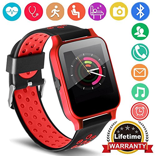 Qiwoo Fitness Tracker Smart Watch Phone with Blood Pressure Heart Rate Monitor for Women Men Kid Fathers Day Gift Activity Sports Watch GPS Tracker Pedometer Calorie for Android iPhone (2 - Red)