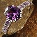 Emsione Women's 925 Silver Plated Created Amethyst 4-Prong Oval Cut CZ Statement Eternity Ring Color Purple Size 6