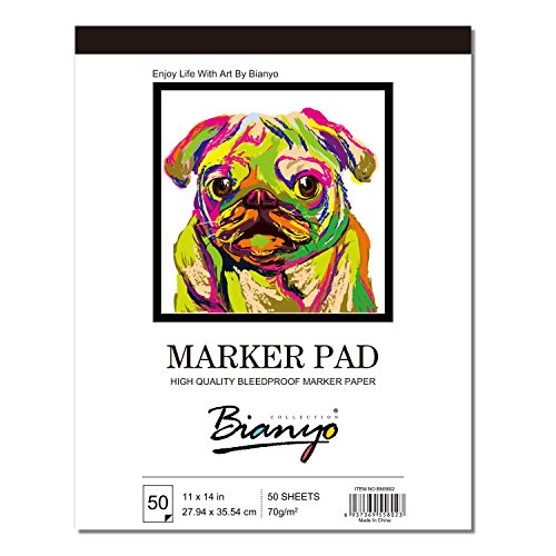 Bianyo XL Bleedproof Marker Sketch Book- 11"X14"- 50 Sheets Marker Paper For Drawing