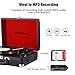 Musitrend Bluetooth Turntable Portable Suitcase Vinyl Records Player with Built-in Speakers, USB/SD Recorder, Rechargable battery, Headphone Jack, RCA line out, Black
