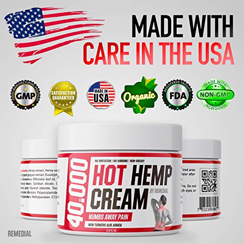 Hot Hemp Cream - 40000MG - Arthritis, Carpal Tunnel, Inflammation, Back, Foot, Nerve, Joint, Muscle, Neck Pain, Natural Stress Relief - MSM, Turmeric, Aloe, Arnica - Warming Topical Salve - Thumbnail 5