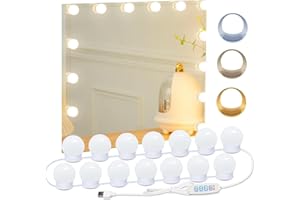 DLOMT LED Vanity Lights for Mirror,Adjustable Color Temperature and Brightness,Mirror Lights with 14 Dimmable Bulbs for Makeup Dressing Lighting,Mirror Not Included