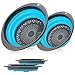 2 Collapsible Set - Collapsible Colander, Learja Upgrade Food-Grade Silicone kitchen Strainer Space-Saver Folding Strainer Colander, Sizes 8 inches - 2 Quart, and 10 inches - 4 quart. (Blue)
