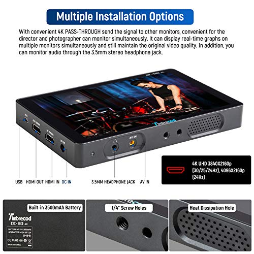 7“ Touch Screen Camera Video Monitor, 3D Lut Builtin 3500mAh