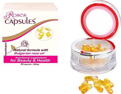 Rose Capsules with Pure Natural Essential Oil from Bulgarian Rosa Damascena - 15 mg, Luxury product for Youth and Beauty, enhances metabolism and bowel movement, improves body odor, stimulates libido Rose Capsules with Pure Natural Essential Oil from Bulgarian Rosa Damascena - 15 mg, Luxury product for Youth and Beauty, enhances metabolism and bowel movement, improves body odor, stimulates libido