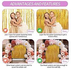 Crosize 2 Pack 3.3 x 9.9 ft Gold Foil Fringe