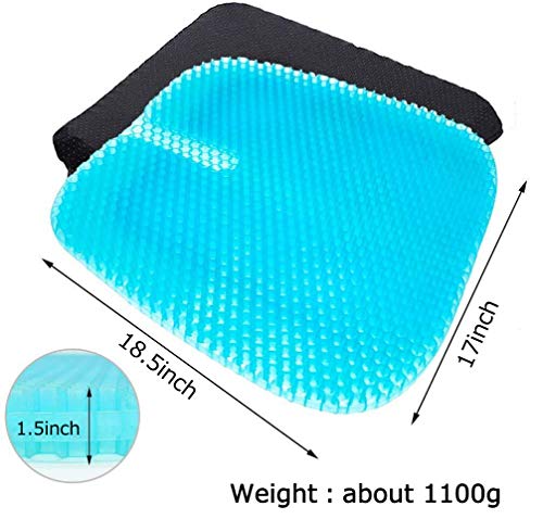 Vodche Large Gel Seat Cushion, New Upgrade Wheelchair Cushion with Non-Slip Cover Breathable Honeycomb Design Relief Back Pain Egg Seat Cushion Pad fits for Office Chair and Car,Wheelchair