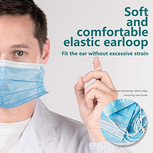YXGZI Disposable Face Mask 3Ply with Filter Cotton Elastic Earloop 50Pcs