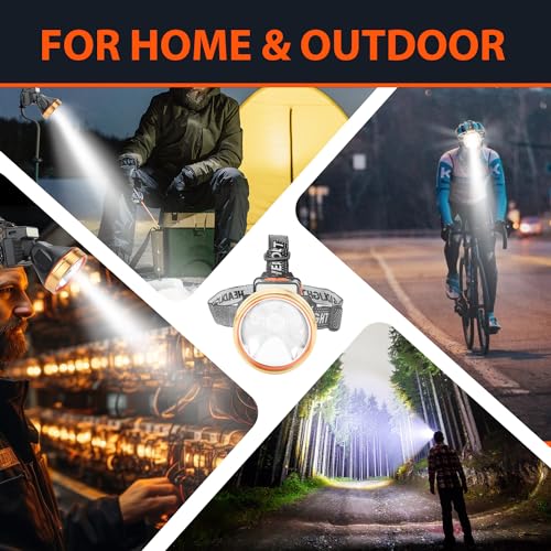 Sloworld LED Rechargeable Headlamps 6 Modes Headlight 90° Wide Beam with Sensor Function Perfect foe Running Hiking and Camping
