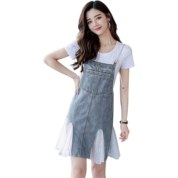 Amazon.com: Drasawee Women's Denim Overall Dress Suspender Jumper Jean Skirt  with Shirt 2#XXL : Clothing, Shoes \u0026 Jewelry