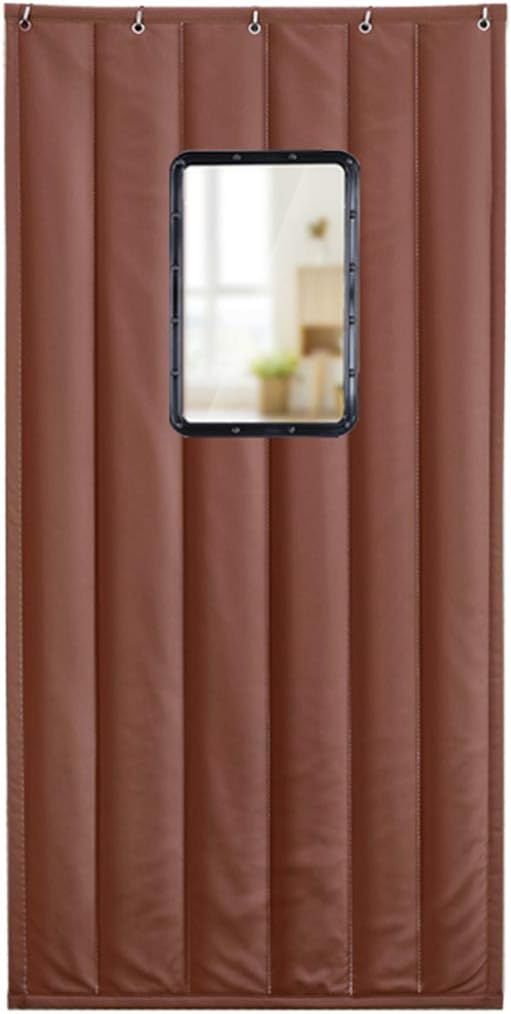 ZZLYY Door Soundproof Curtain, PU Leather Fabric with PVC Window To