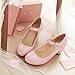 CHFSO Women's Round Toe Ankle Strap Buckle Chunky Heel Low Cut Pumps Shoes