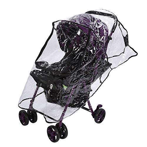 Universal Transparent PVC Stroller Rain Cover with Zipper, Weather Shield for Baby Pram, 55 x 75 x 40cm, Waterproof Wind Rain Snow Protection