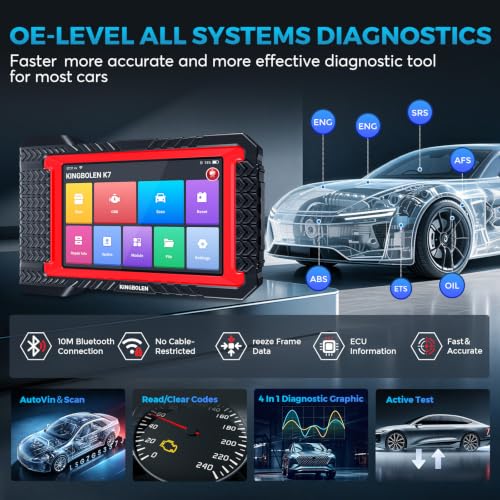 KINGBOLEN K7 Valise Diagnostic Auto Multimarque, OBD2 Diagnostic Français pour système Complet avec 31+ Service, ECU Coding, Contrôle Bidirectionnel, CANFD, Mises à Jour gratuites à Vie