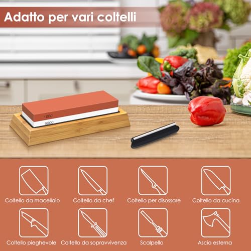 SHAN ZU Knife Sharpening Stone, 1000/6000 Japanese Grit Knife Sharpening Stone, 2-in-1 Professional Sharpening Stone with Angle Guide & Non-Slip Silicone Holder