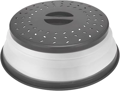 AMRZS 10.5-Inch Collapsible Microwave Cover with Grip Handle - Grey