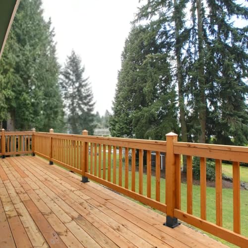 ORIGLE 4×4 Post Base 4Pack, Inner Size 3.6"x3.6" Post Brackets, Heavy Duty Powder-Coated Post Anchor Matte Black Wood Post Brackets for Pavilion Deck Railing