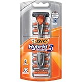 BIC Comfort 3 Hybrid Men's 3-Blade Disposable Razor, 1 Handle and 6 Cartridges