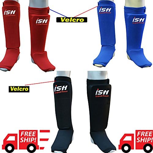 MMA Shin Protector Pads Instep Guards Kick MuayThai Training Taekwondo Boxing & Martial Arts Shin Guards With Velcro PAIR (Black, Large/X-Large)