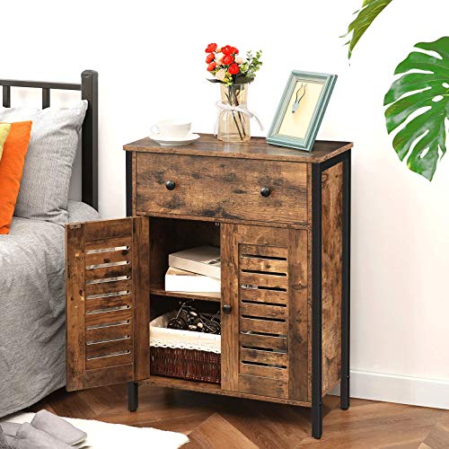 HOOBRO Kommode Schrank, Vintage Sideboard, Beistellschrank mit Schubladen, Eingebauten Verstellbaren Regale… – Bild 3