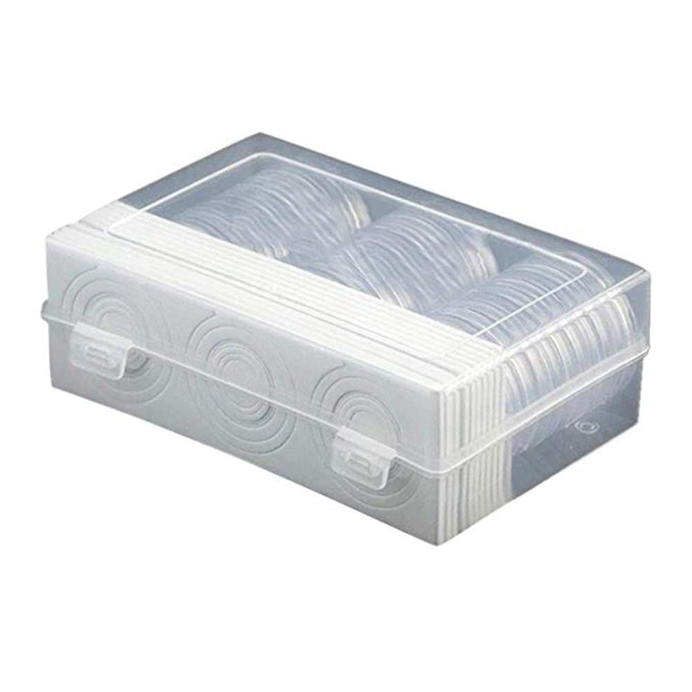 inherited Coin Holder, 8 Sizes (17/20.5/25/27/30/32/40/46mm), 30 Pieces 46mm Coin Capsules Holder and Protect Gasket Coin Holder Case with Plastic Storage Organizer Box for Coin Collection Supplies