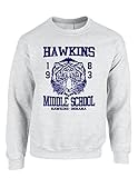 Allntrends Adult Crewneck Sweatshirt Hawkins Middle School 1983 (S, Ash)