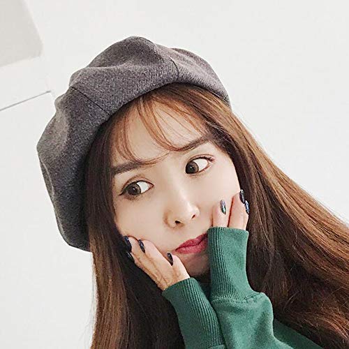 Women's Cotton Beret Artist Hat French Beret Hat Casual Winter Wram Octagon Beret Cap for Lady Girls (D, Head Circumference:58-60cm)