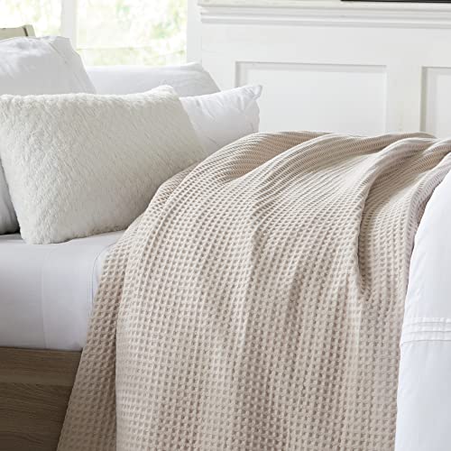 100 Cotton Waffle Weave Bed Blanket Soft, Breathable, and