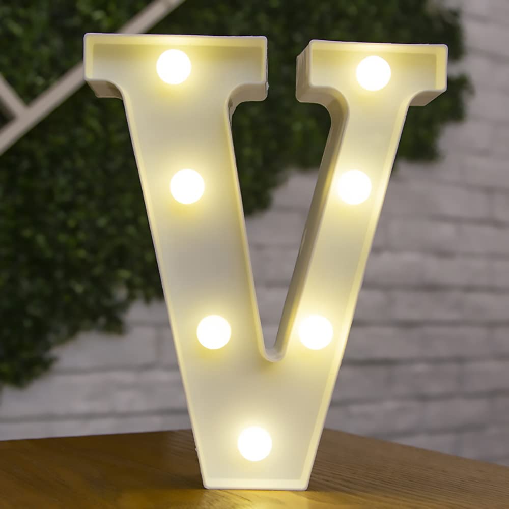 Tiardey letter lights LED symbol shape, Alphabet Plastic Marquee Table Lamps, Lighting up Words, Birthday Wedding Party Everyday Home Wall Hanging Decor-V