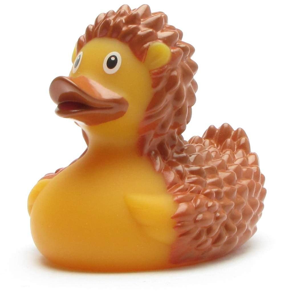 Bath Duck Hedgehog I Squeaky Duck - L: 9 cm I Includes Bath Duck Keyring in Set
