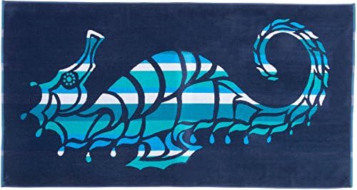 Tropix Stripe Seahorse Beach Towel One Size Navy blue