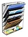 Executive Office Solutions Mesh Wall Mounted Hanging Document & File Organizer - 5 Compartment Vertical Magazine Rack & Mail Sorter/Holder Tray - Black (WF-1)
