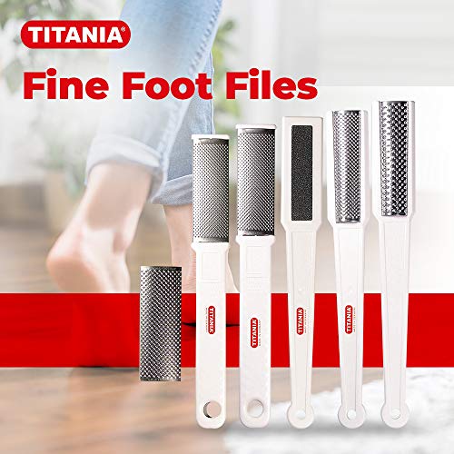 Titania Germany Callous Hard Skin Foot File - Premium Grade Professional Double Sided Dry Skin Remover W/Sapphire Pad & Stainless Steel Blades for Toes & Feet - Corn & Callus Removal for Men & Women